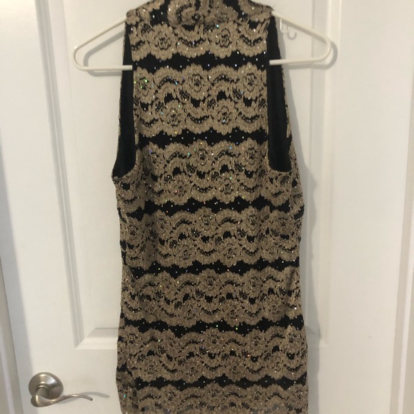 Bay Studio Career Gold/Black SleevelessPeplum Sz M - Picture 2 of 2